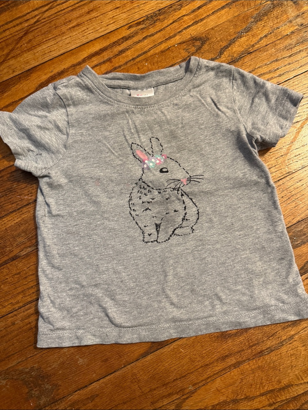 Hanna Andersson Gray Tee with Bunny and Pastel Accents